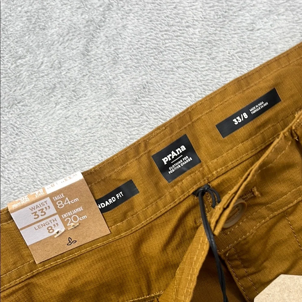 NEW Prana 33 Double Peak Short Men's Organic Cotton Standard Fit Cargo Shorts 8
